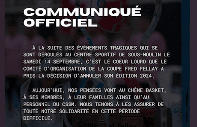 Coupe Fred Fellay 2024 édition annulée